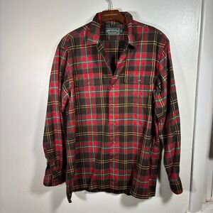 Vintage Polo Country Ralph Lauren Button Up Sz M Red Tartan Wool Flannel Shirt